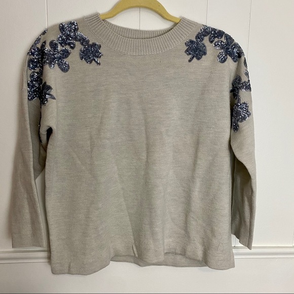 J CREW Merino Wool Floral Sequin Sweater S - Picture 5 of 8